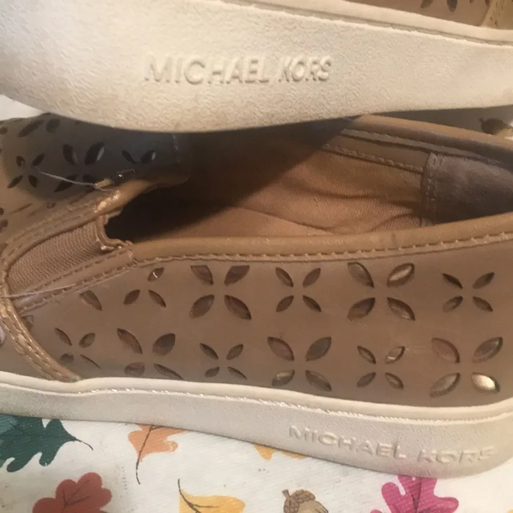 Michael Kors Tan and Gold Sneakers with Intricate Design